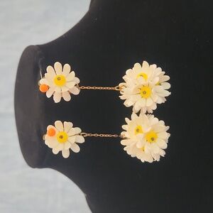 Vintage West Germany Plastic Daisy Drop Earrings